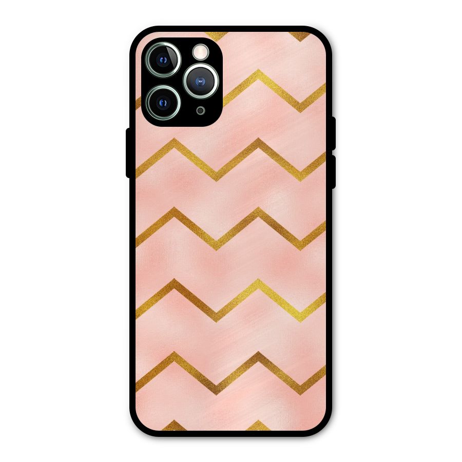 Gold Pink Pattern Metal Back Case for iPhone 11 Pro Max
