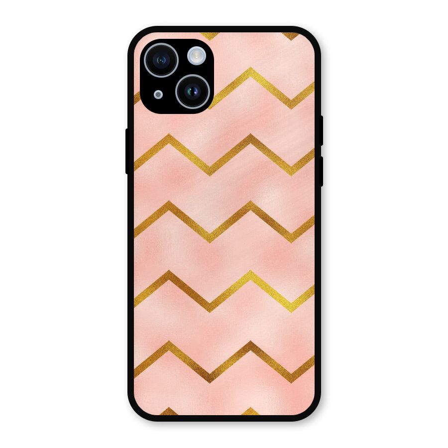 Gold Pink Pattern Metal Back Case for iPhone 14
