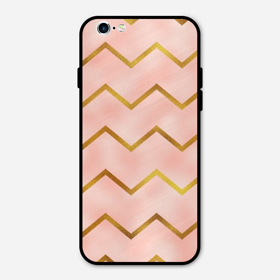 Gold Pink Pattern Metal Back Case for iPhone 6 6s