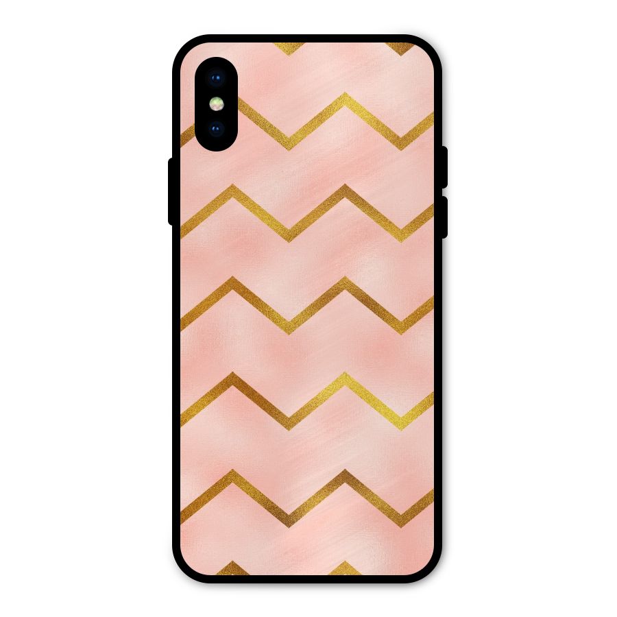 Gold Pink Pattern Metal Back Case for iPhone XS