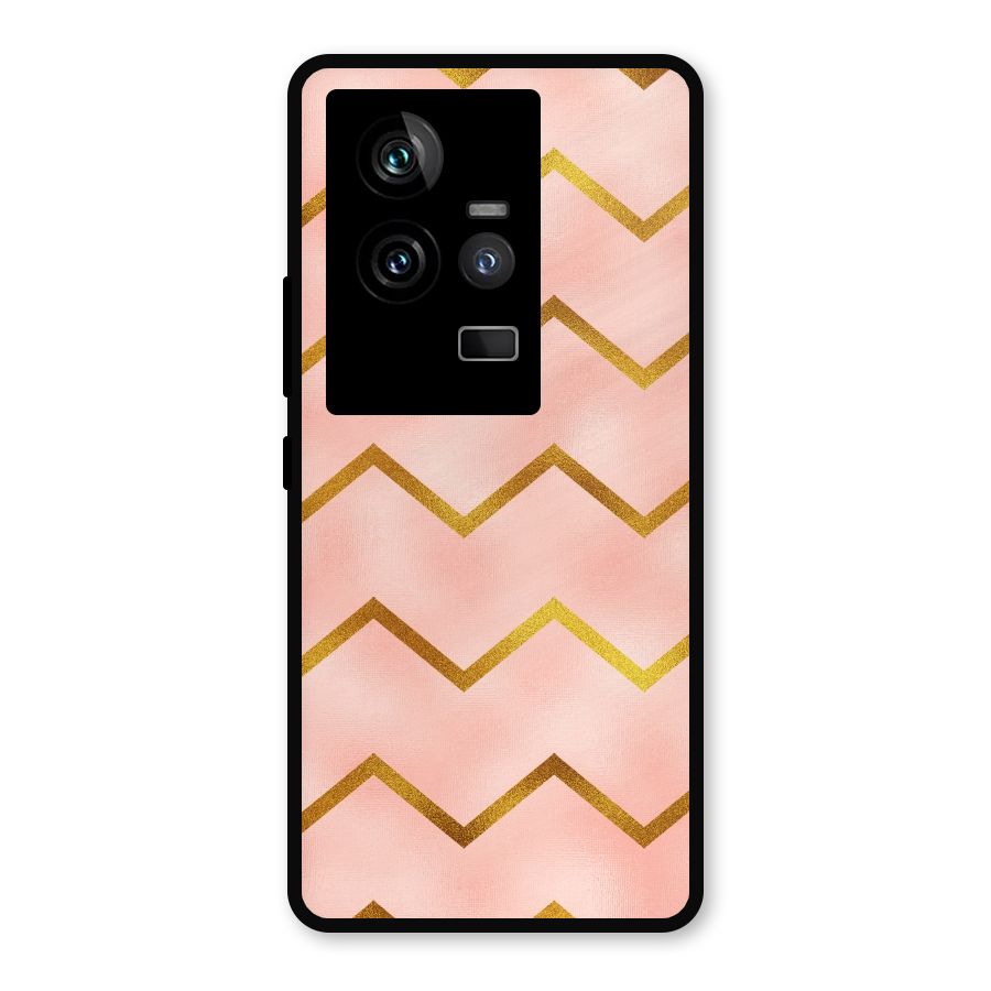 Gold Pink Pattern Metal Back Case for iQOO 11 5G