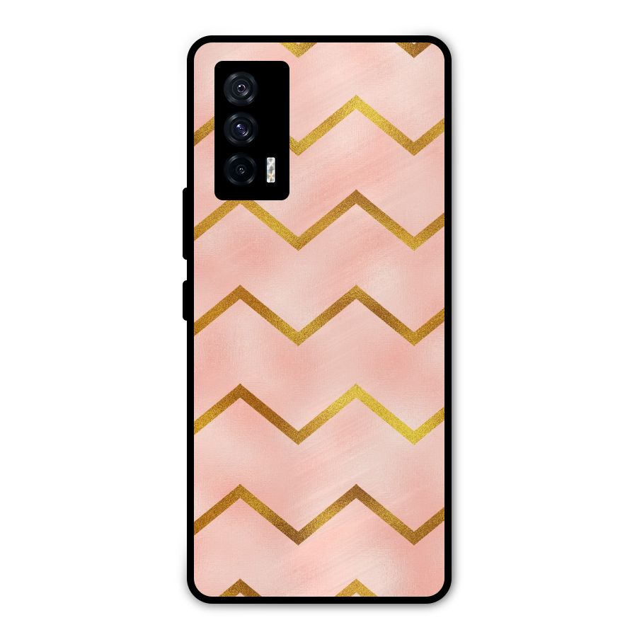 Gold Pink Pattern Metal Back Case for iQOO 7 5G