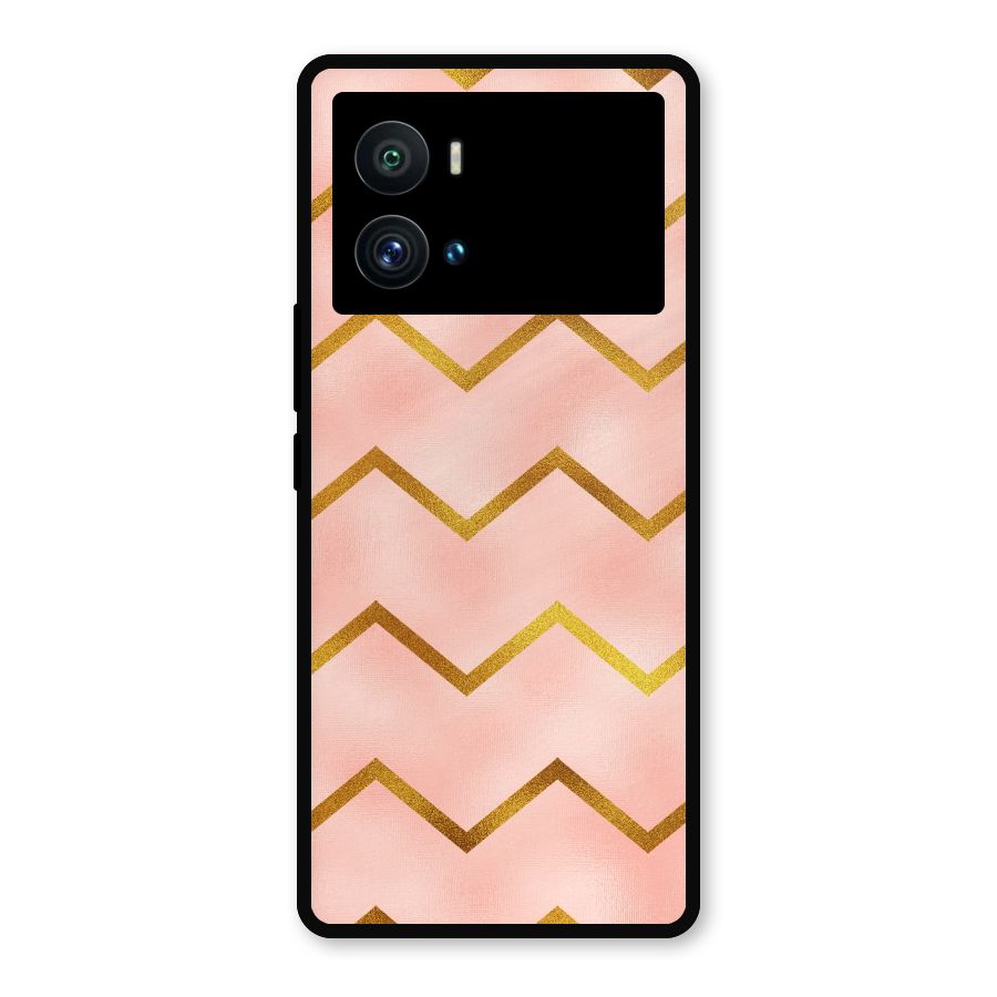 Gold Pink Pattern Metal Back Case for iQOO 9 Pro