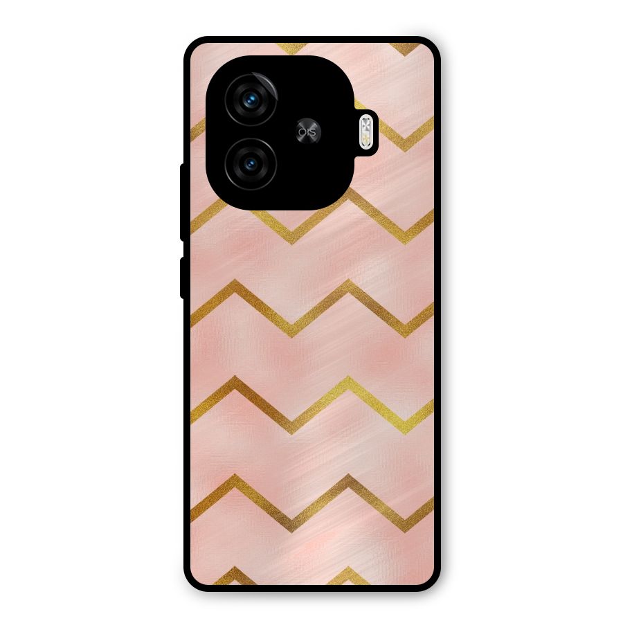 Gold Pink Pattern Metal Back Case for iQOO Z9 Turbo