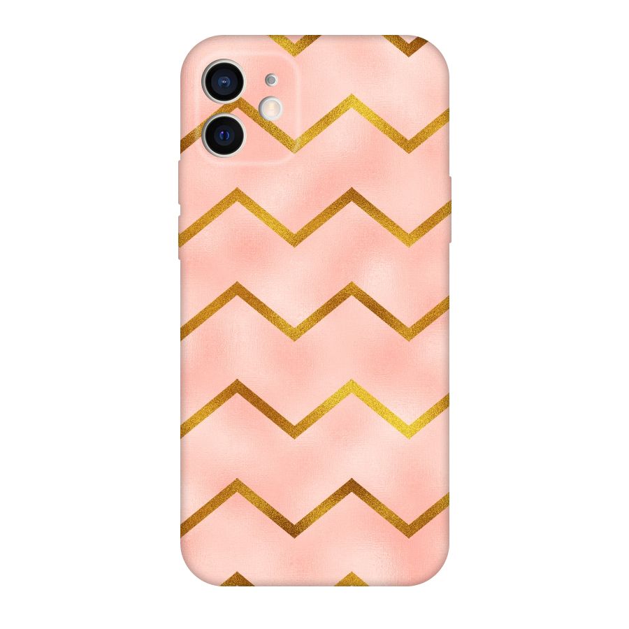 Gold Pink Pattern Original Polycarbonate Back Case for iPhone 12