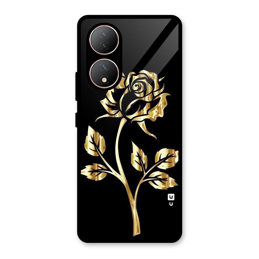 Gold Rose Glass Back Case for Vivo Y100