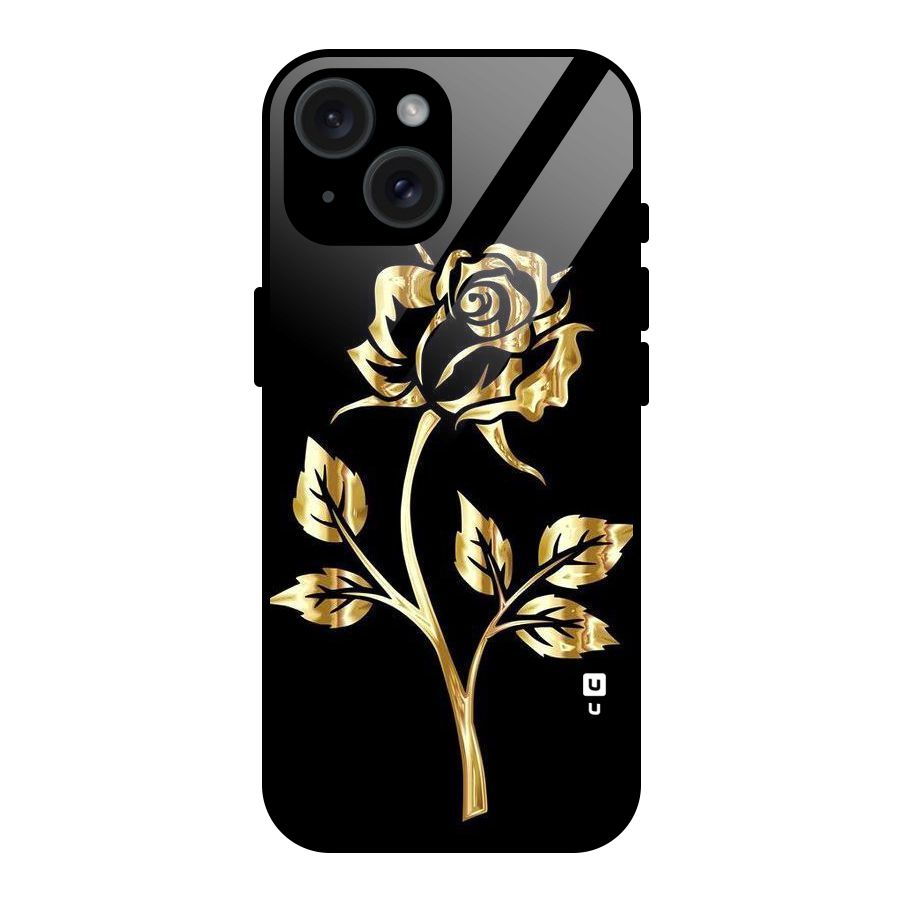 Gold Rose Glass Back Case for iPhone 15