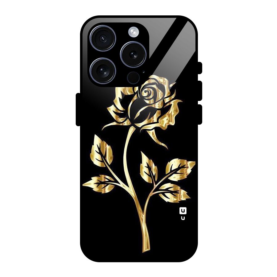 Gold Rose Glass Back Case for iPhone 15 Pro