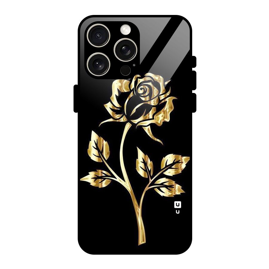 Gold Rose Glass Back Case for iPhone 15 Pro Max