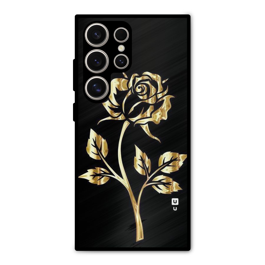 Gold Rose Metal Back Case for Galaxy S24 Ultra