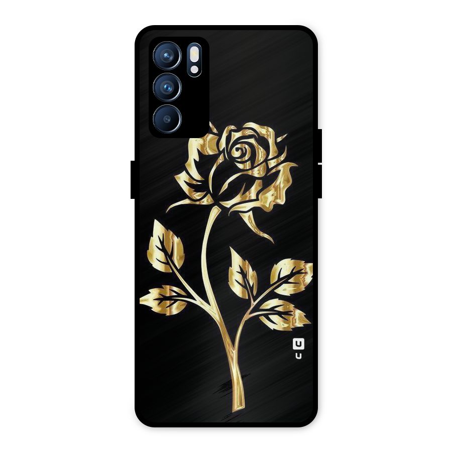 Gold Rose Metal Back Case for Oppo Reno6 5G