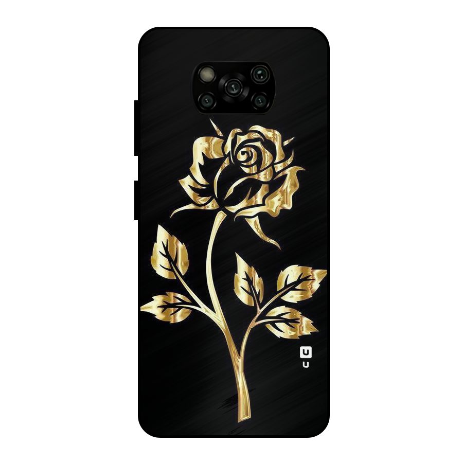 Gold Rose Metal Back Case for Poco X3