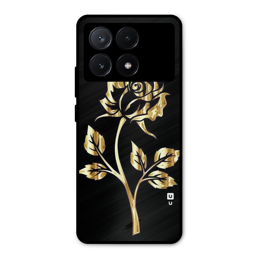 Gold Rose Metal Back Case for Poco X6 Pro