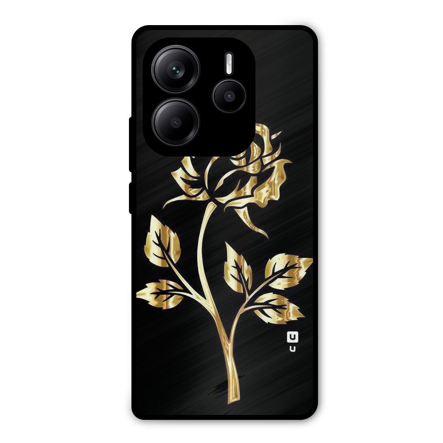 Gold Rose Metal Back Case for Redmi Note 14 5G