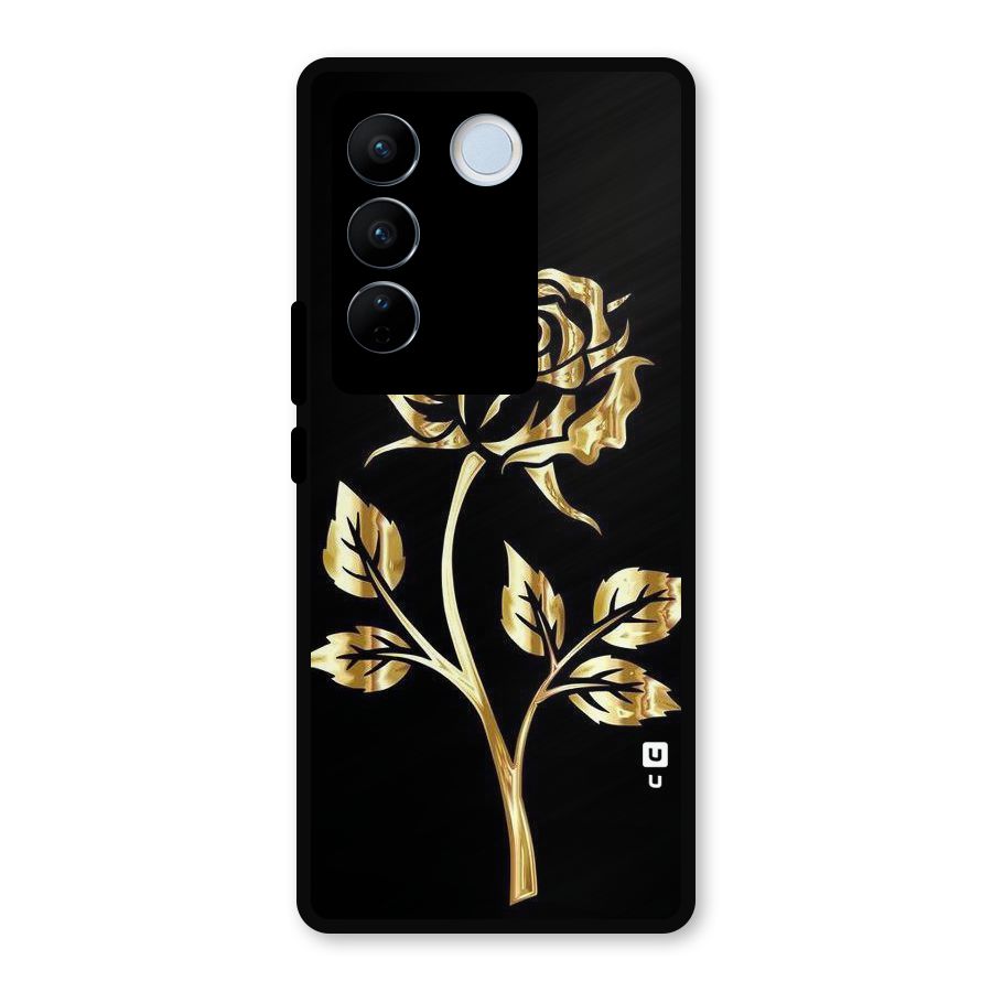Gold Rose Metal Back Case for Vivo V27 Pro