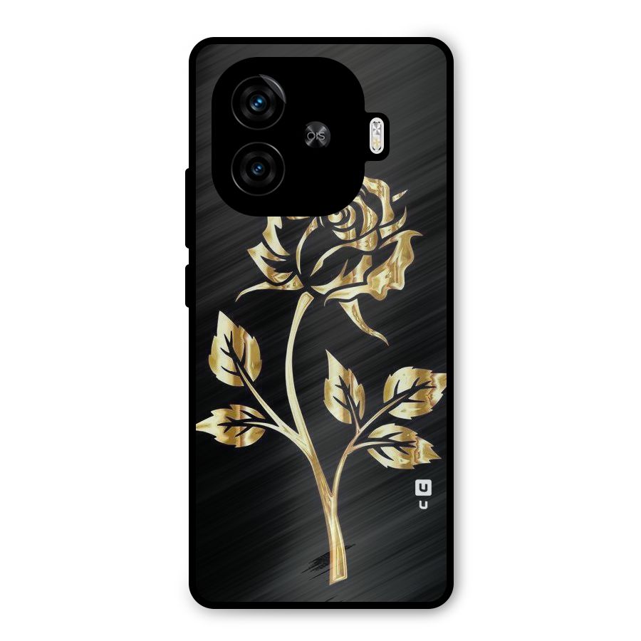 Gold Rose Metal Back Case for iQOO Z9 Turbo