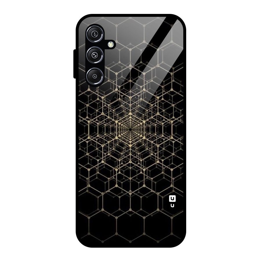 Gold Web Glass Back Case for Galaxy M34 5G