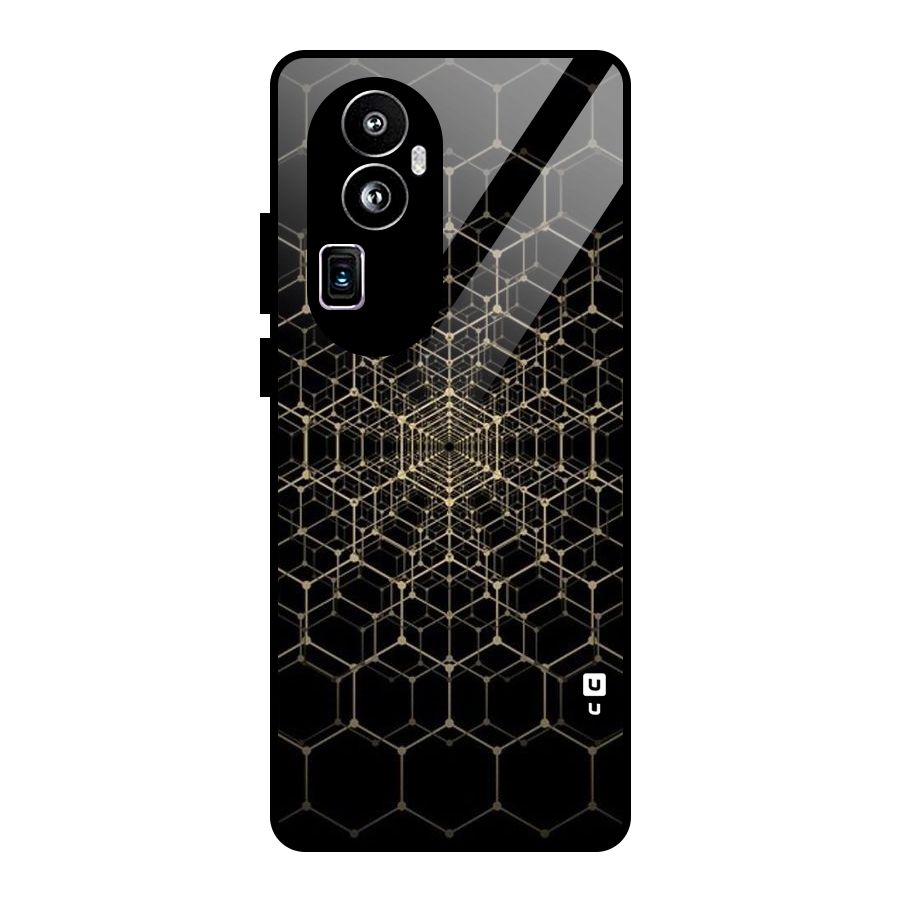 Gold Web Glass Back Case for Oppo Reno10 Pro Plus