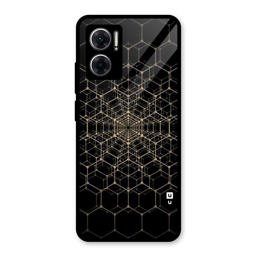 Gold Web Glass Back Case for Redmi 11 Prime 5G