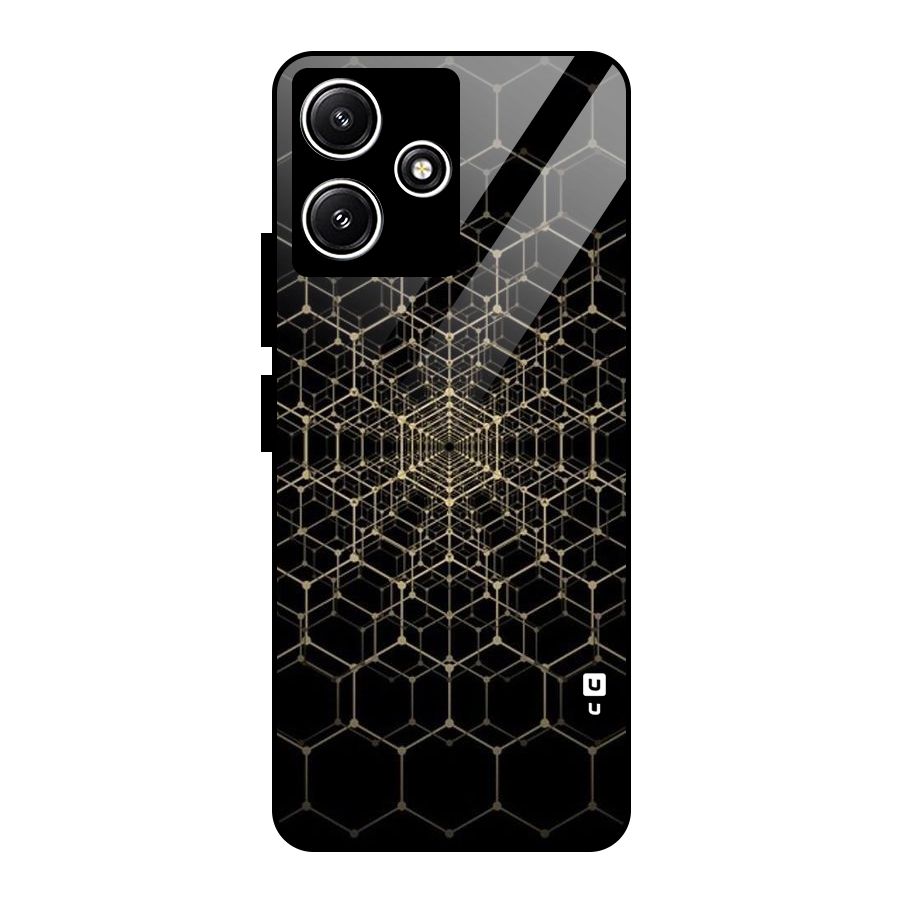 Gold Web Glass Back Case for Redmi 12 5G