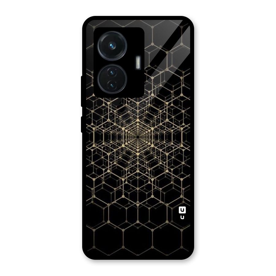 Gold Web Glass Back Case for Vivo T1 44W