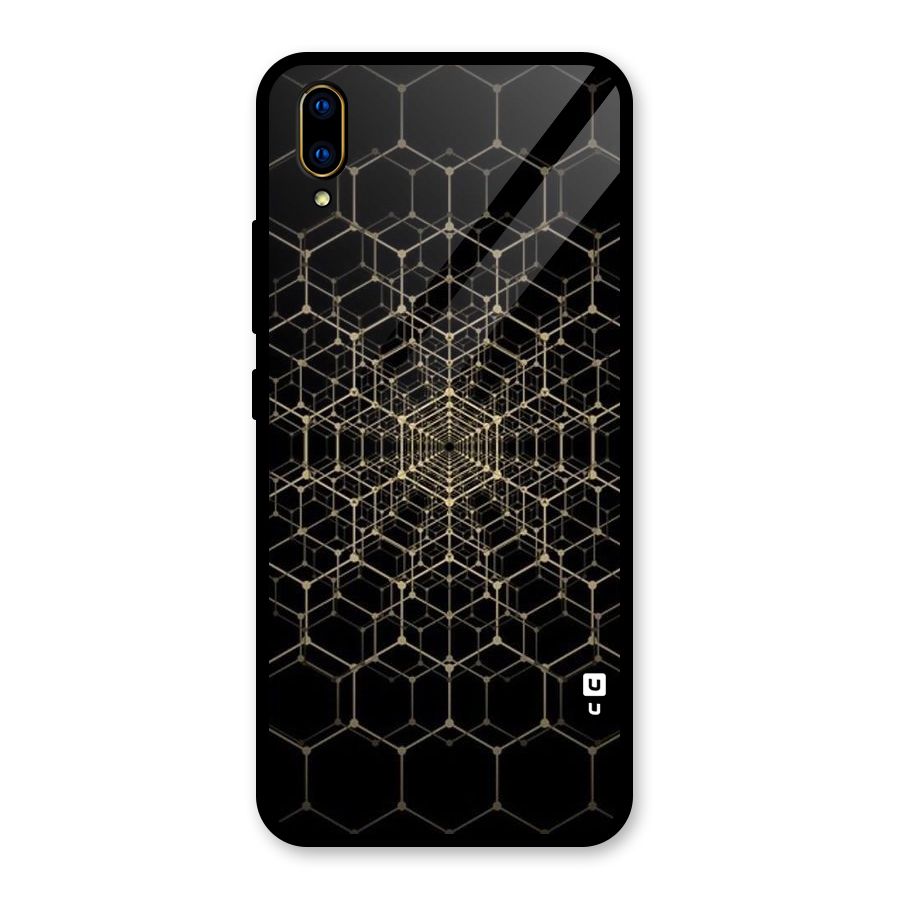 Gold Web Glass Back Case for Vivo V11 Pro