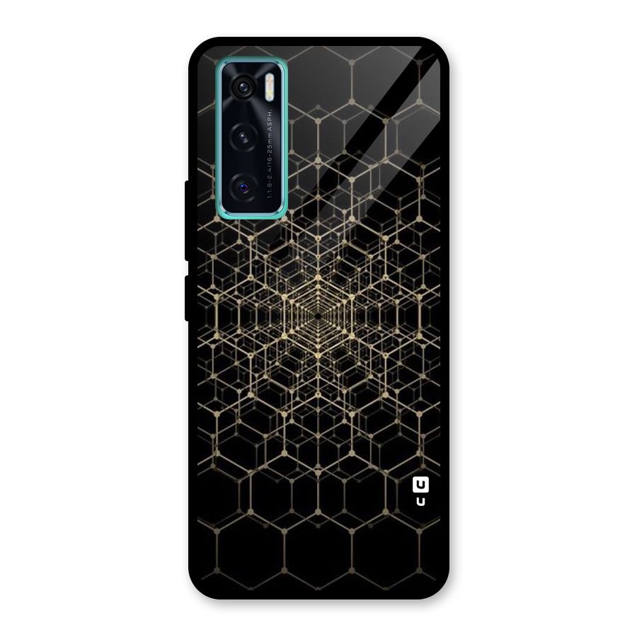 Gold Web Glass Back Case for Vivo V20 SE
