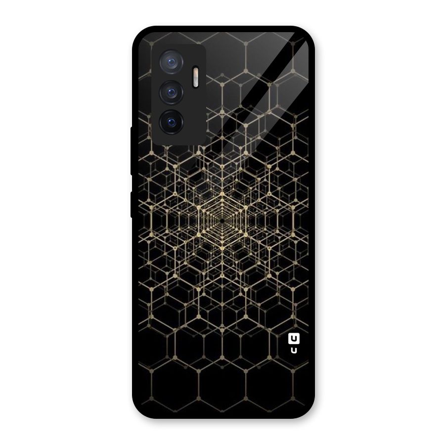 Gold Web Glass Back Case for Vivo V23e