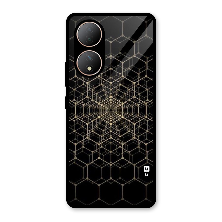 Gold Web Glass Back Case for Vivo Y100A