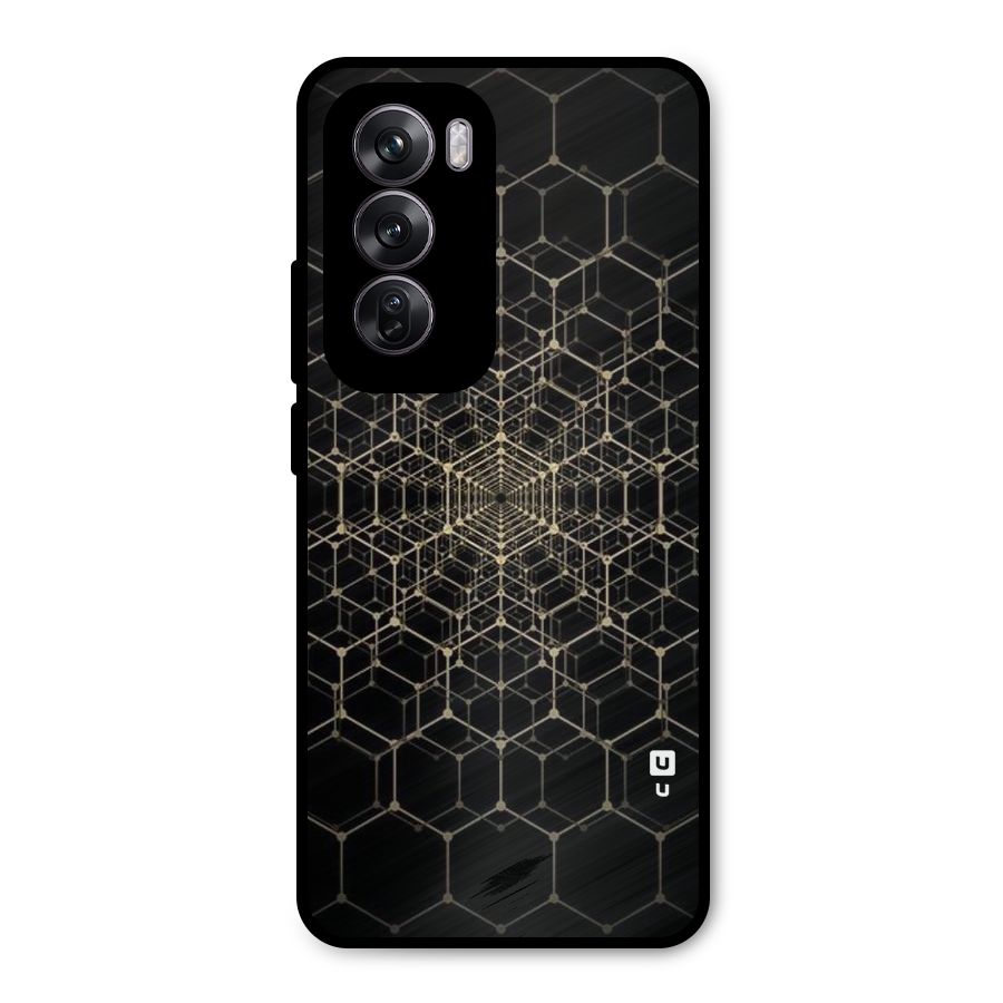 Gold Web Metal Back Case for Oppo Reno12 Pro