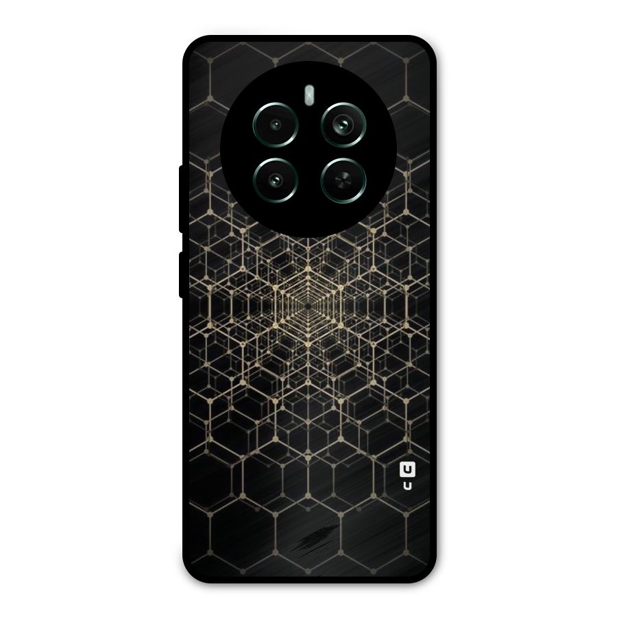 Gold Web Metal Back Case for Realme 12 Pro Plus