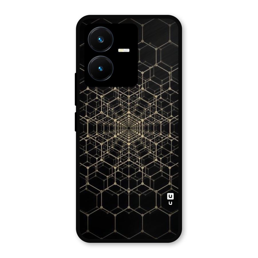 Gold Web Metal Back Case for Vivo Y22s