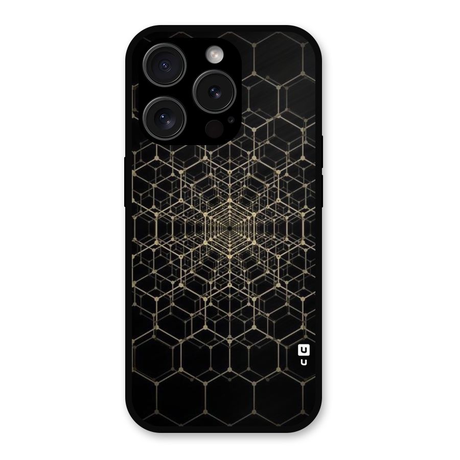 Gold Web Metal Back Case for iPhone 15 Pro