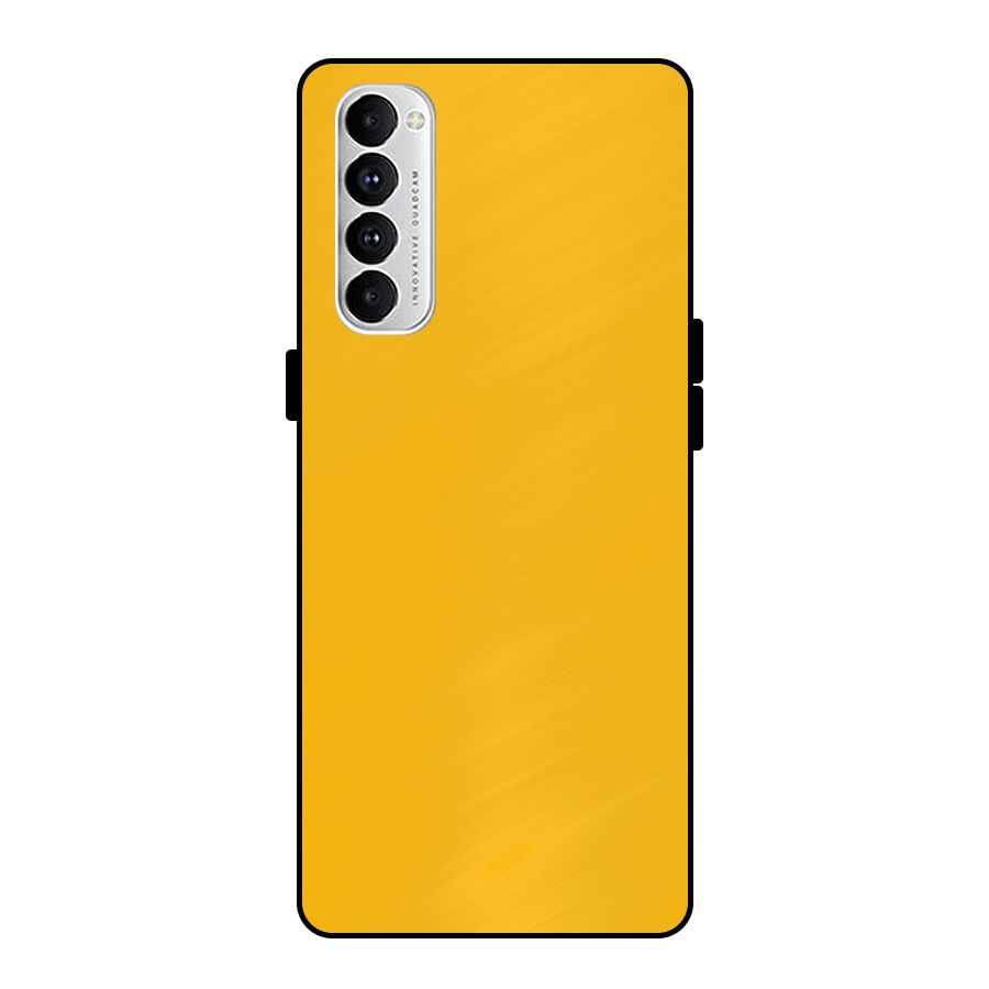 Gold Yellow Metal Back Case for Oppo Reno4 Pro