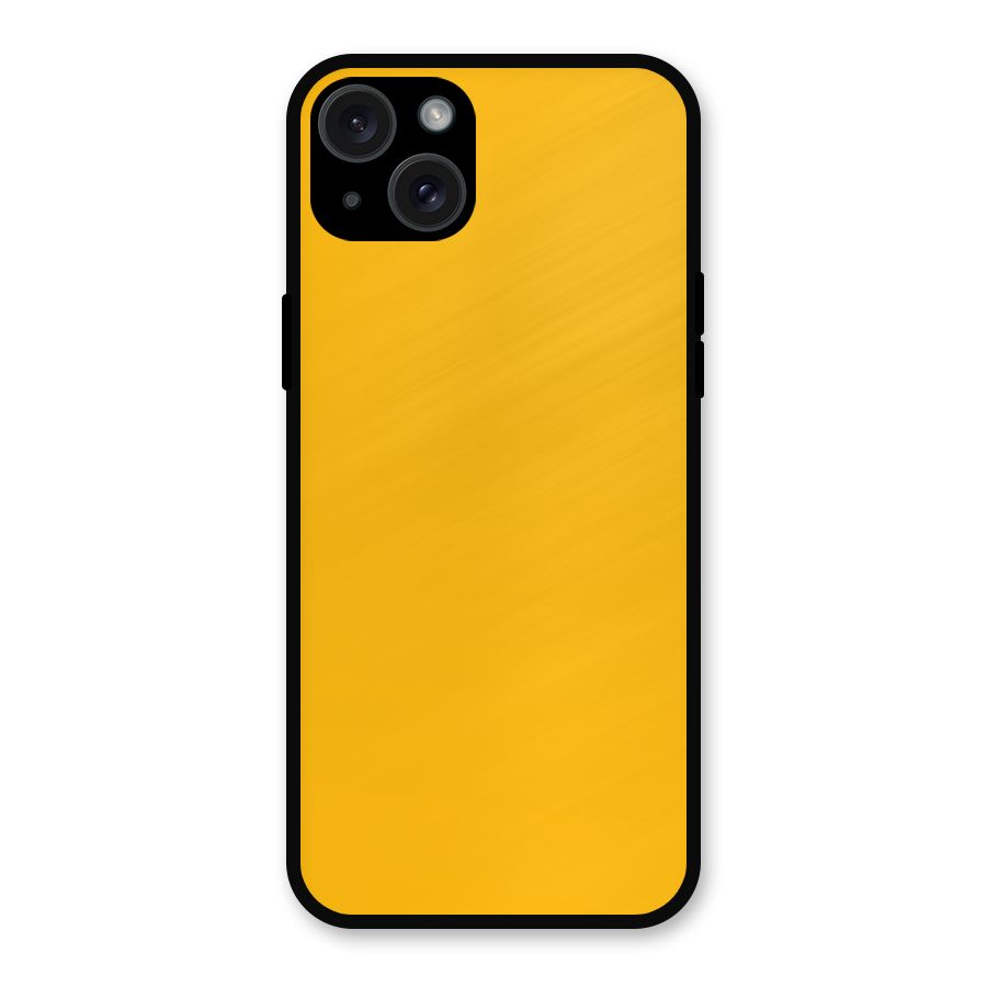 Gold Yellow Metal Back Case for iPhone 15 Plus