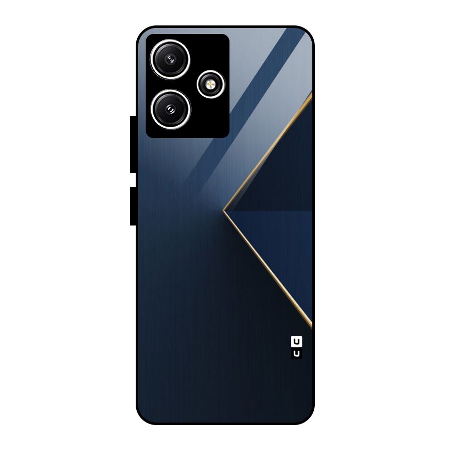 Golden Blue Triangle Glass Back Case for Poco M6 Pro