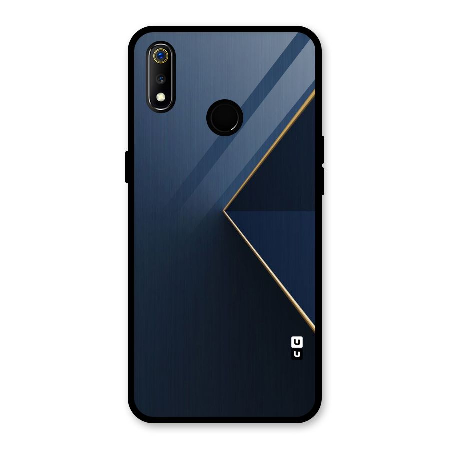Golden Blue Triangle Glass Back Case for Realme 3i