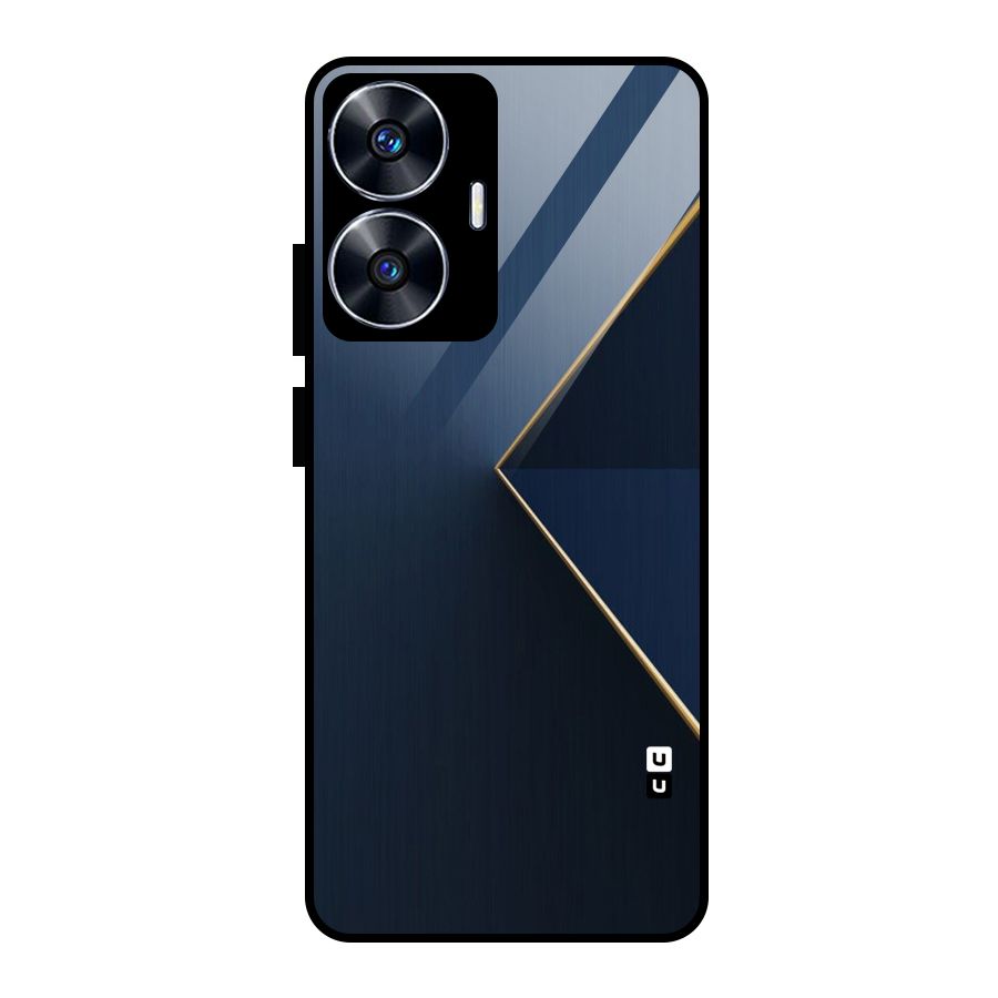 Golden Blue Triangle Glass Back Case for Realme Narzo N55