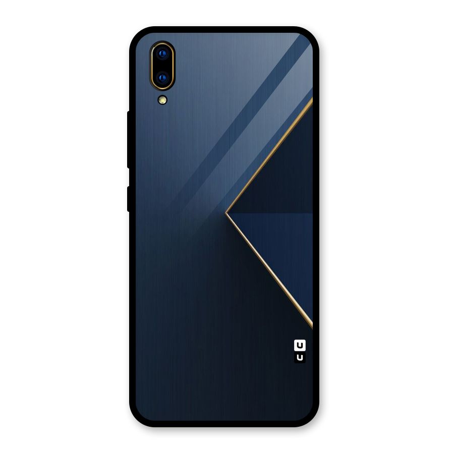 Golden Blue Triangle Glass Back Case for Vivo V11 Pro
