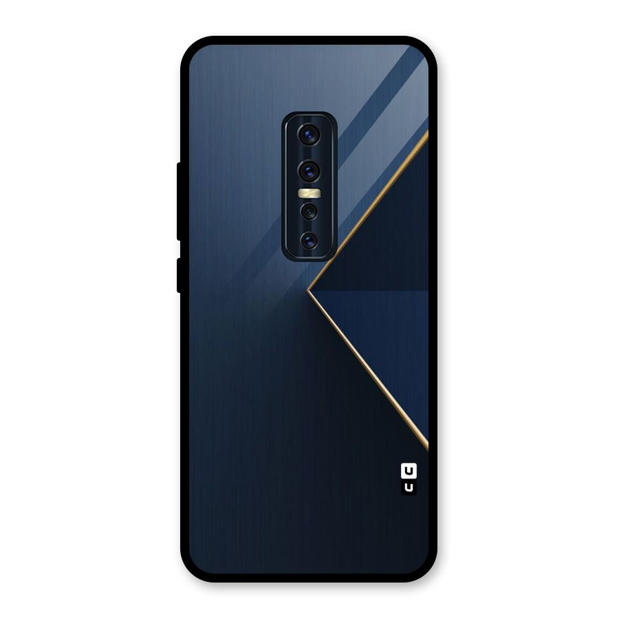 Golden Blue Triangle Glass Back Case for Vivo V17 Pro