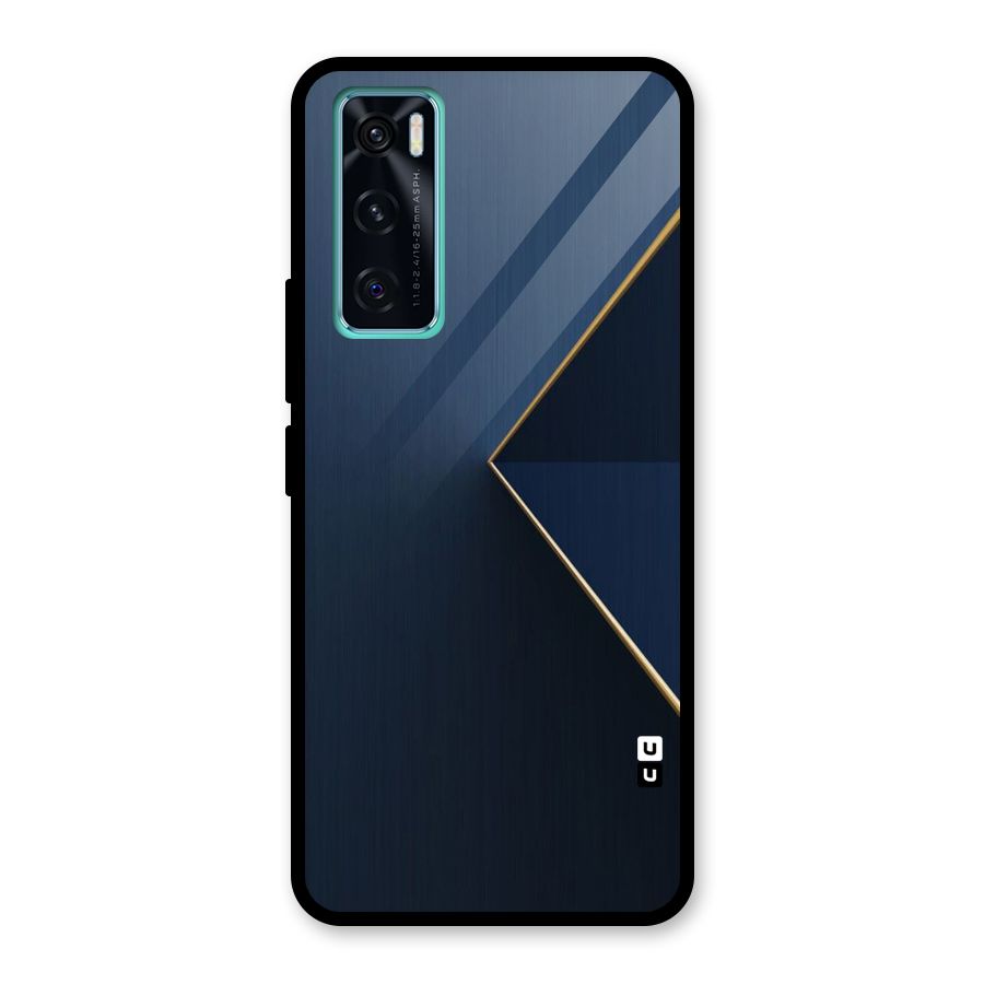 Golden Blue Triangle Glass Back Case for Vivo V20 SE