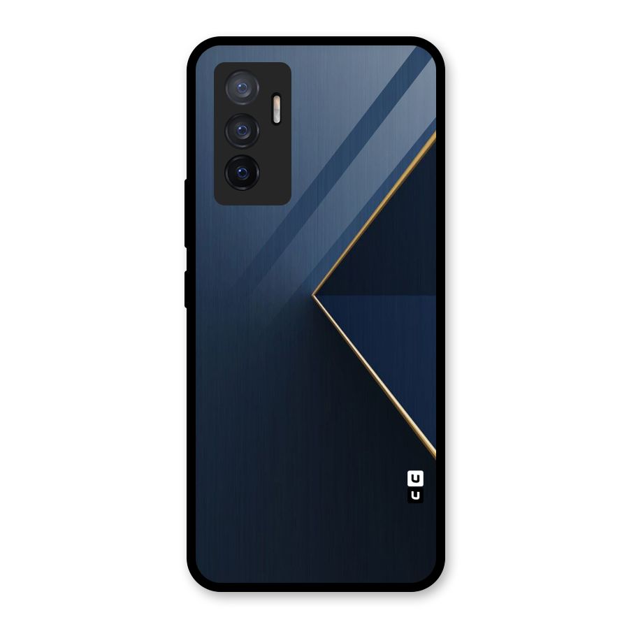Golden Blue Triangle Glass Back Case for Vivo V23e