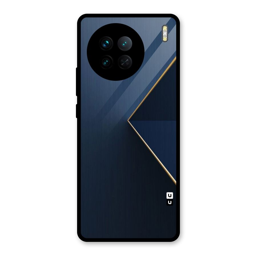 Golden Blue Triangle Glass Back Case for Vivo X90