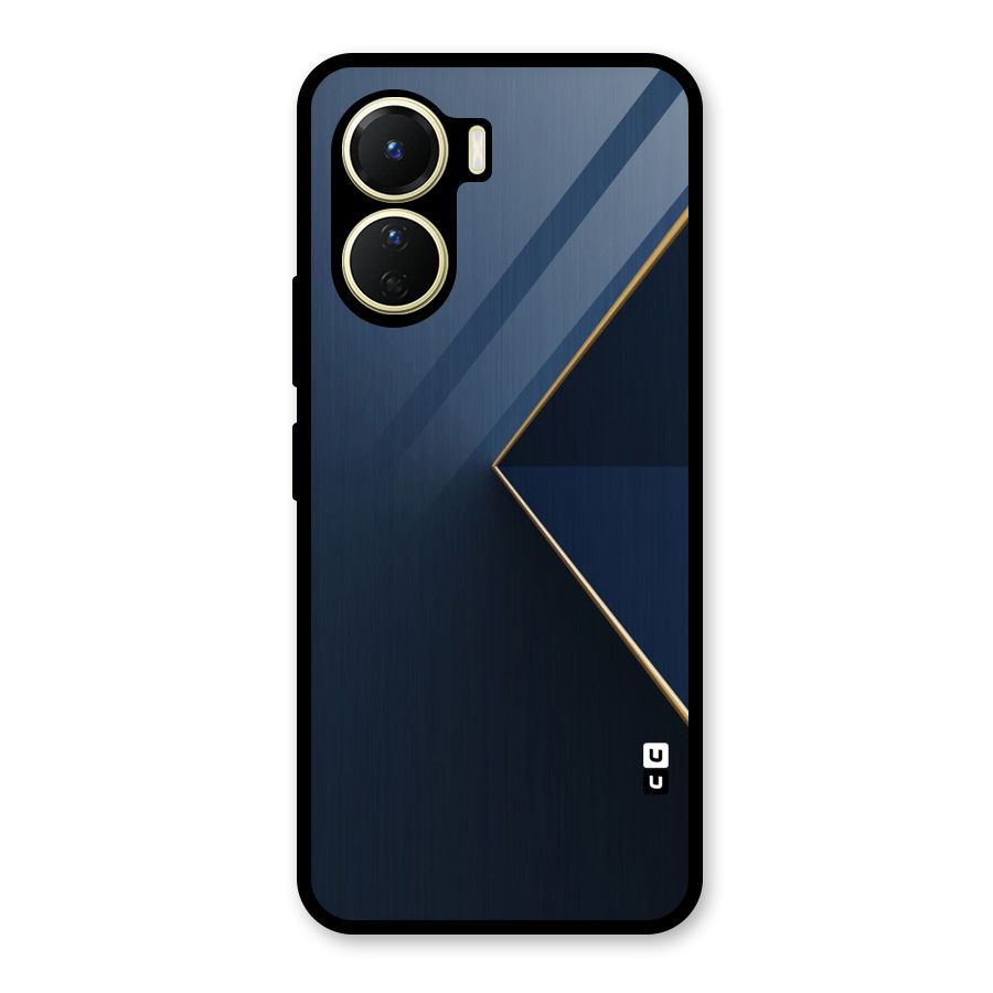 Golden Blue Triangle Glass Back Case for Vivo Y16
