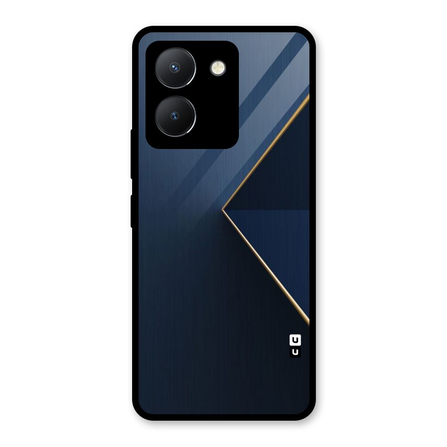 Golden Blue Triangle Glass Back Case for Vivo Y36