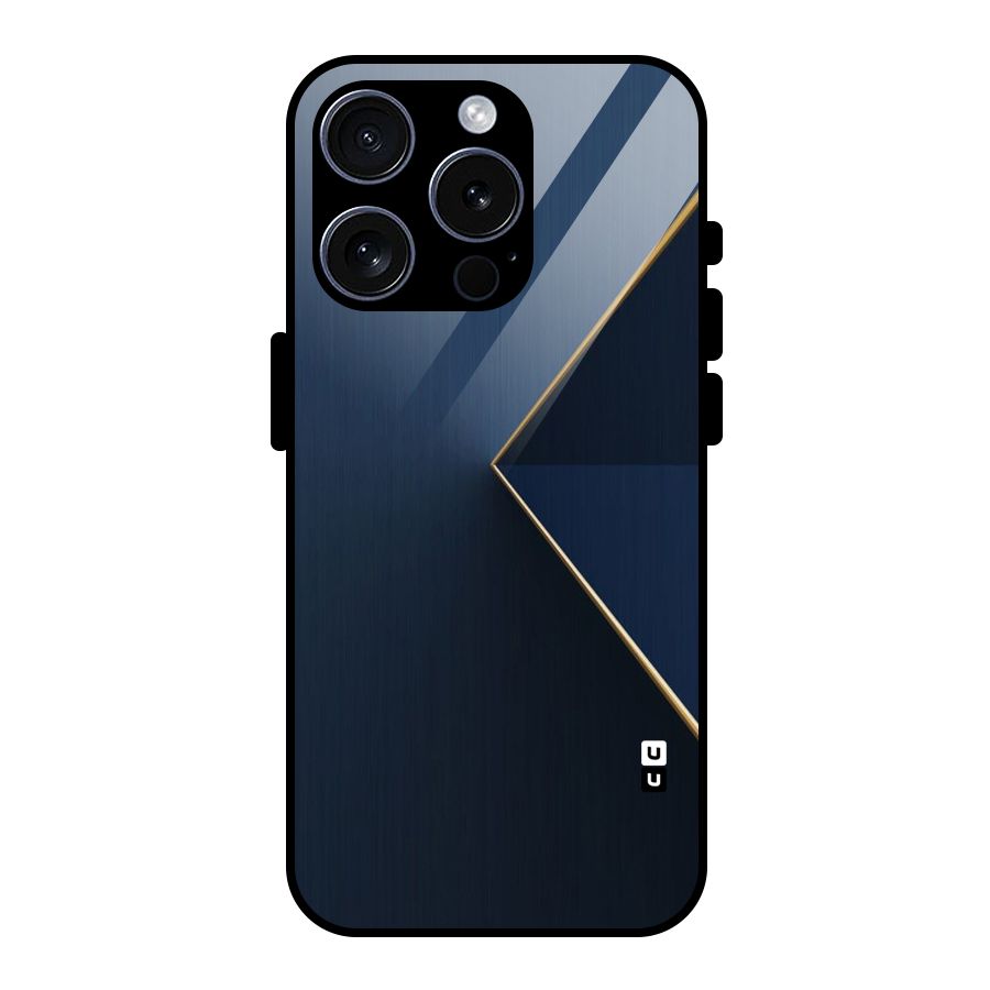 Golden Blue Triangle Glass Back Case for iPhone 15 Pro