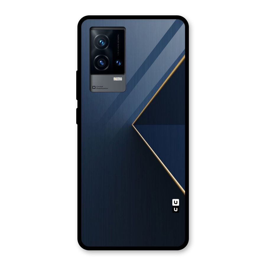 Golden Blue Triangle Glass Back Case for iQOO 9 5G