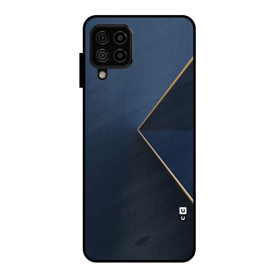 Golden Blue Triangle Metal Back Case for Galaxy A22 4G