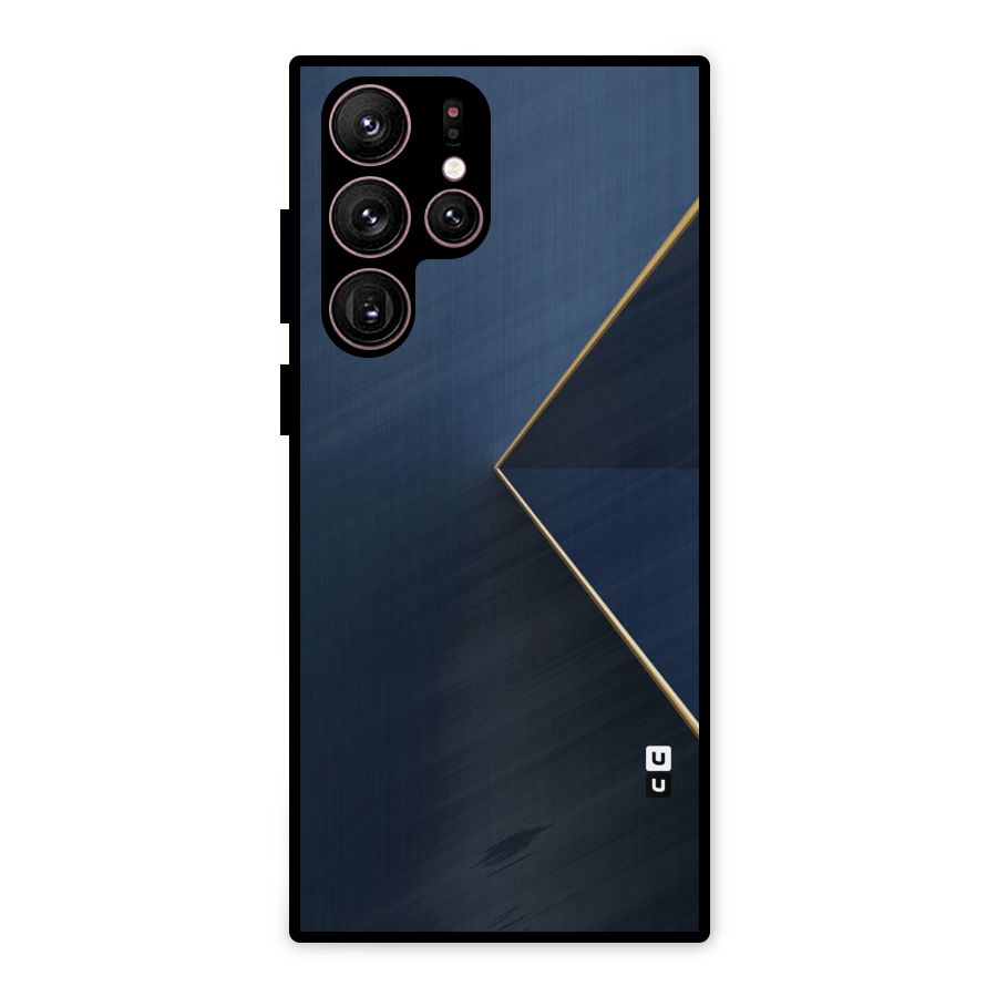 Golden Blue Triangle Metal Back Case for Galaxy S22 Ultra 5G