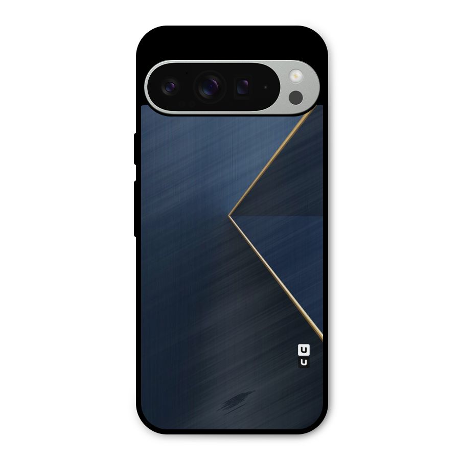 Golden Blue Triangle Metal Back Case for Google Pixel 9 Pro XL